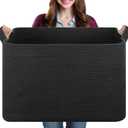 108L Extra Large Blanket Basket, 24.8" x 16.2" x 16.2" Rectangle Woven Storage Baskets for Living Room, Nursery, Bedroom, Toy Basket with Handle (Black)
