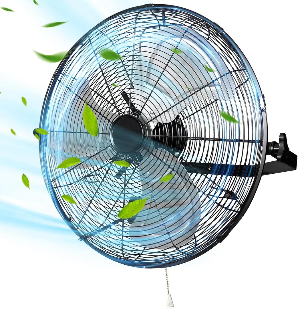 Wall Mount Fan - High Velocity Fan, 3 Adjustable Speeds & 270 Tilting, Industrial Fan for Bedroom, Patio, Warehouse, Metal Fan for Optimal Ventilation Cooling, Durable Wall Fans. (20 inch)