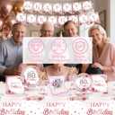 DWEARY floral 80th birthday decorations for women - 20 Guests - happy 80th party plates and napkins with birthday card - flower rose gold 80 year old decor supplies