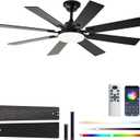 Ceiling Fans with Lights, 52 Inch Ceiling Fan with Light and Remote Control, Reversible DC Motor, 3CCT, Dimmable, Timer, Noiseless, Black Ceiling Fan for Bedroom Living Room, Indoor/Outdoor Use