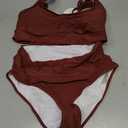 ANRABESS Women's High Waisted Bikini Sets Two Piece Tummy Control Swimsuits High Cut Summer Beach Vacation Bathing Suits (Brown, S)