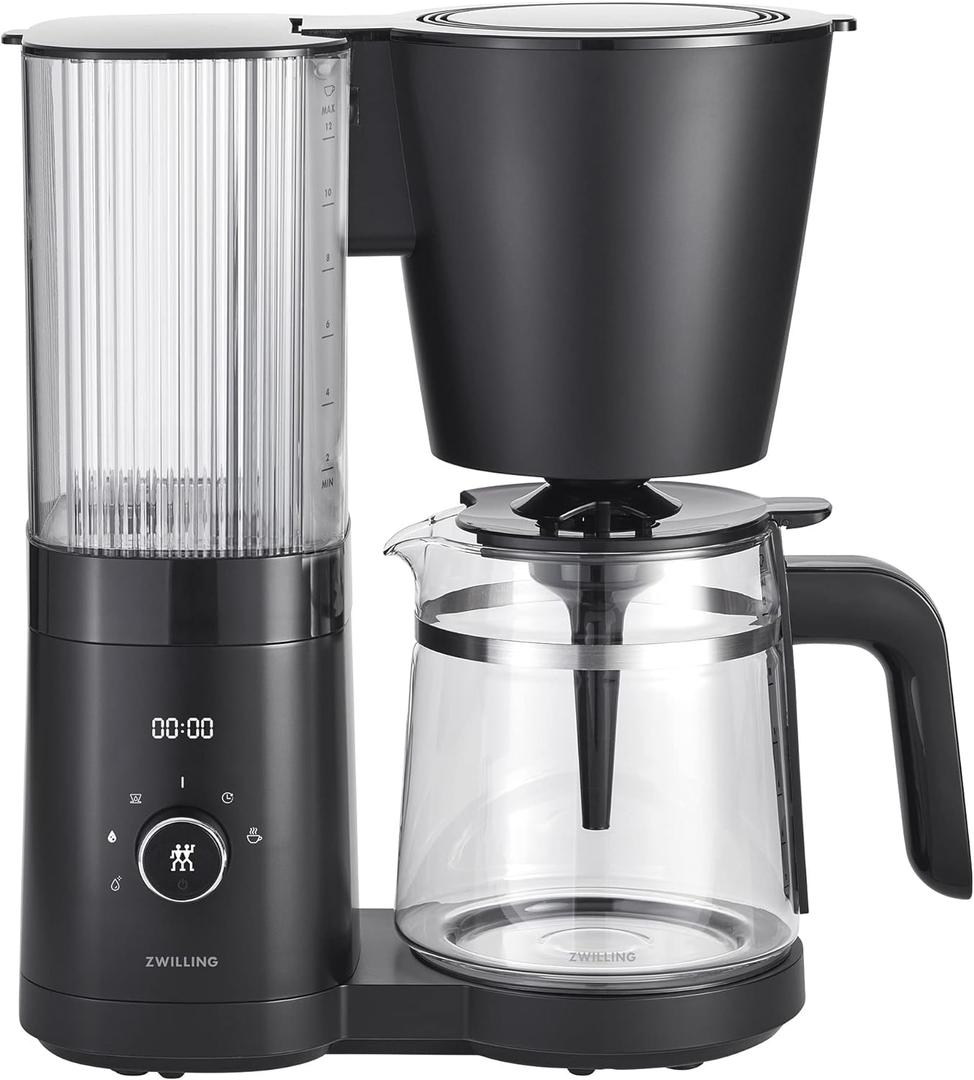 ZWILLING Enfinigy Glass Drip Coffee Maker 12 Cup, Awarded the SCA Golden Cup Standard, Black (Black)