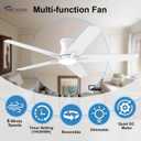 POCHFAN 52 Inch White Ceiling Fans with Lights and Remote, Flush Mount Low Profile Ceiling Fan for Bedroom, Living Room, Patio, Dimmable 6 Speeds Noiseless Reversible, ETL Listed