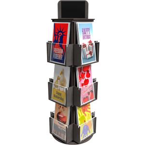 DS THE DISPLAY STORE Black 3 Tier Wooden Rotating Greeting Card Retail Display Stand, Sticker Display Card Stand, Rotating Display Stand & Sticker Holder, Retail Counter Vendor Display