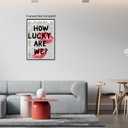 Quendarlix How Lucky Are We Canvas Wall Art – Vintage Newspaper Print with Red Lips, Black Text – Retro Preppy Wall Decor for Bedroom, Dorm, or Apartment 1216 in Unframed
