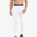 NuCamper Men's Compression Pants Cool Dry Tights Brethable Leggings Athletic Base Layer Bottoms for Running Basketball (White, M)