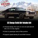 4'' LS Swap Cold Air Intake Kit, Universal Fit, Compatible with LS1 LS2 LSX LQ4 LQ9 Restomod A-Body G-Body Camaro Chevelle GTO Monte Carlo Caprice(Silver Tube) (Black)