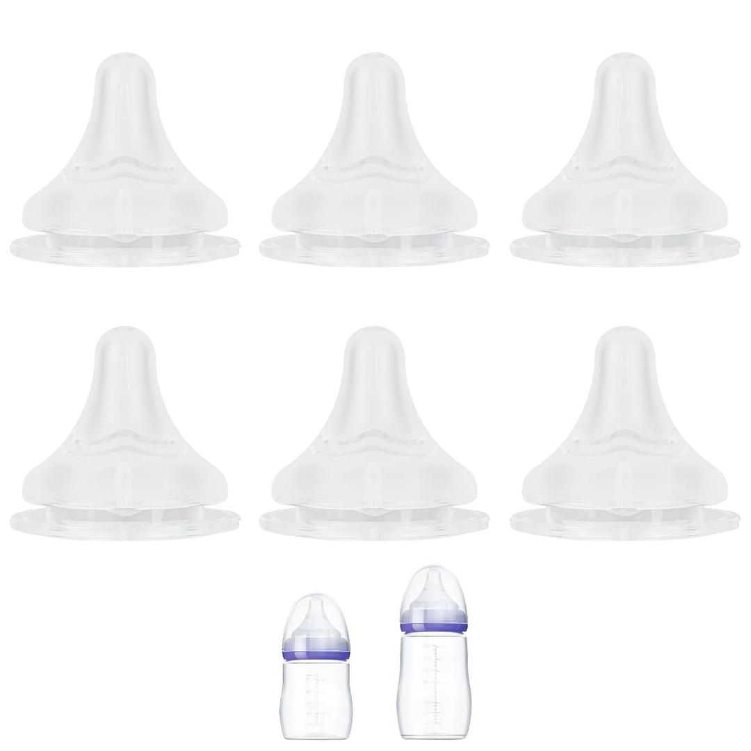 Silicone Nipple for Lansinoh Anti-Colic Baby Bottle, Slow Flow, Size S, 1m+, 6 Count