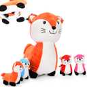 Stuffed Fox Baby - Cute Plush - Huggable Mommy Fox and 4 Adorable Baby Foxes - Multicolored Stuffed Animal for Babies - Perfect as Pillow and Play Companion-Adorable Foxy Family