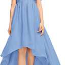 rrhss Flower Girls One Shoulder Ruffle Dresses Flowy A-line Twirl Sleeveless Dress Cute Wedding Prom Party Gowns (Blue)