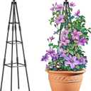 AlisisFores 4 Ft Tower Obelisk Trellis for Potted Climbing Plants, Garden Trellis Rustproof Plastic Coated Metal Plant Support for Vegetables, Vines and Rose Bushes