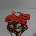 SUUKSESS Women Slimming Ruffle One Piece Swimsuits Ruched Tummy Control Bathing Suits (Small,  Coral Pink Leaf) 