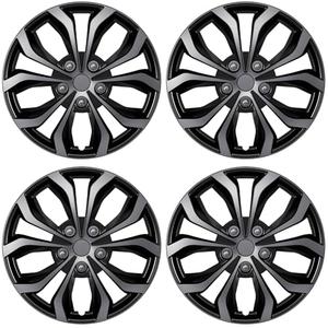AutoBeeDen 2-Pack Universal Hubcaps Replacement R14 14 inch, Steel Wheel Rim Cover for Most Cars Trucks Sedans SUV, 14" 14 in Wheel Covers Hub Caps (Gray+Black Color)