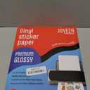 JOYEZA Premium Printable Vinyl Sticker Paper for Inkjet Printer - 25 Sheets Glossy White Waterproof, Dries Quickly Vivid Colors, Holds Ink Well - Inkjet & Laser Printer