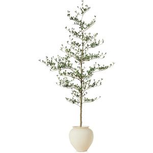Artificial Black Olive Tree 7ft - Shady Lady UV Resistant Faux Olive Trees Indoor Outdoor Decor - Modern Aesthetic Tall Fake Plants with Pot for Home Office Living Room Patio Floor, VN140 (Green)