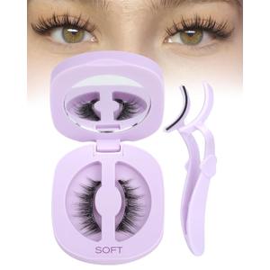 JIMIRE Magnetic Eyelashes Natural Look Wispy Magentic Lashes Reusable Magnetic Eyelashes with Applicator No Glue Needed Press on Magnetic Lashes Quick to Wear