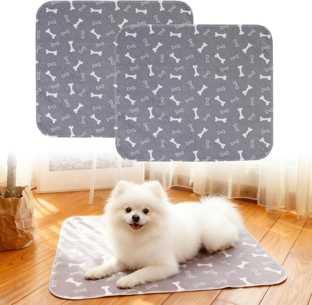 PuppyPads Pee Pads,2 Pack Reusable Washable Puppy Pads for Dogs,Puppy Pads with Pheromones,Leak-Proof & Anti-Slip,Absorbent Dog Training Pad for for Playpen,Whelping Box,Potty Training (15.7" 23.6"), Gray