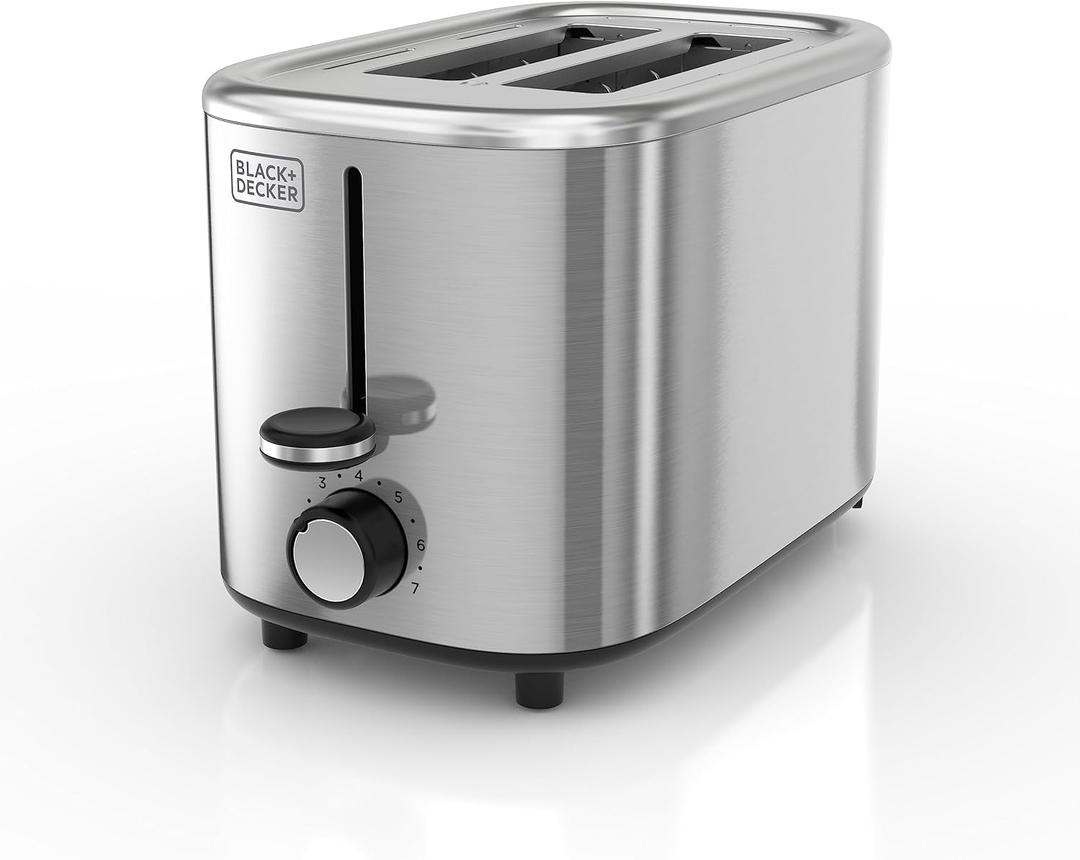 BLACK+DECKER 2-Slice Toaster with 7 Toast Shade Settings, Extra-Wide Slots for Bagels, Stainless Steel Exterior Finish (Silver)