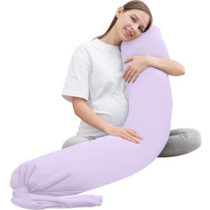 MOON PARK Pregnancy Pillow - Incredibly Smooth and Soft Cooling Cover I Shaped Full Body Maternity Pillow with Removable Cover - Support for Side, Back, Legs, Belly, HIPS - Purple