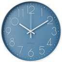 Wall Clock 10 Inch Non-Ticking Silent Modern Simple Style Round Decor Clock Cerulean Stereoscopic Dial Quartz Wall Clocks for Home/Office/School/Living Room/Bedroom/Kitchen