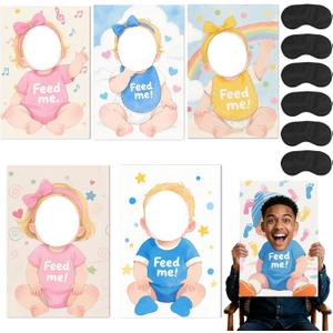 6 Set Blindfolded Baby Shower Games Feed Me Baby Shower Games Feed The Baby Blindfolded Games Blindfolded Baby Food Feeding Games Gender Reveal Games for Baby Shower Party Supplies