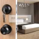 Front Door Lock Set Exterior Door Lock Set with Deadbolt, Single Cylinder Deadbolt Lock and Door Knob Set, Keyed Alike,Matte Black Door Knob and Deadbolt Set(1Pack Set)