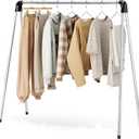 Clothes Drying Rack, Foldable Drying Rack Clothing, Stainless Steel Laundry Rack, Free-Standing, Indoor Outdoor Use with Travel Friendly Design, Collapsible for Home, Camping, Theater, RV Use, Black (55 inch)