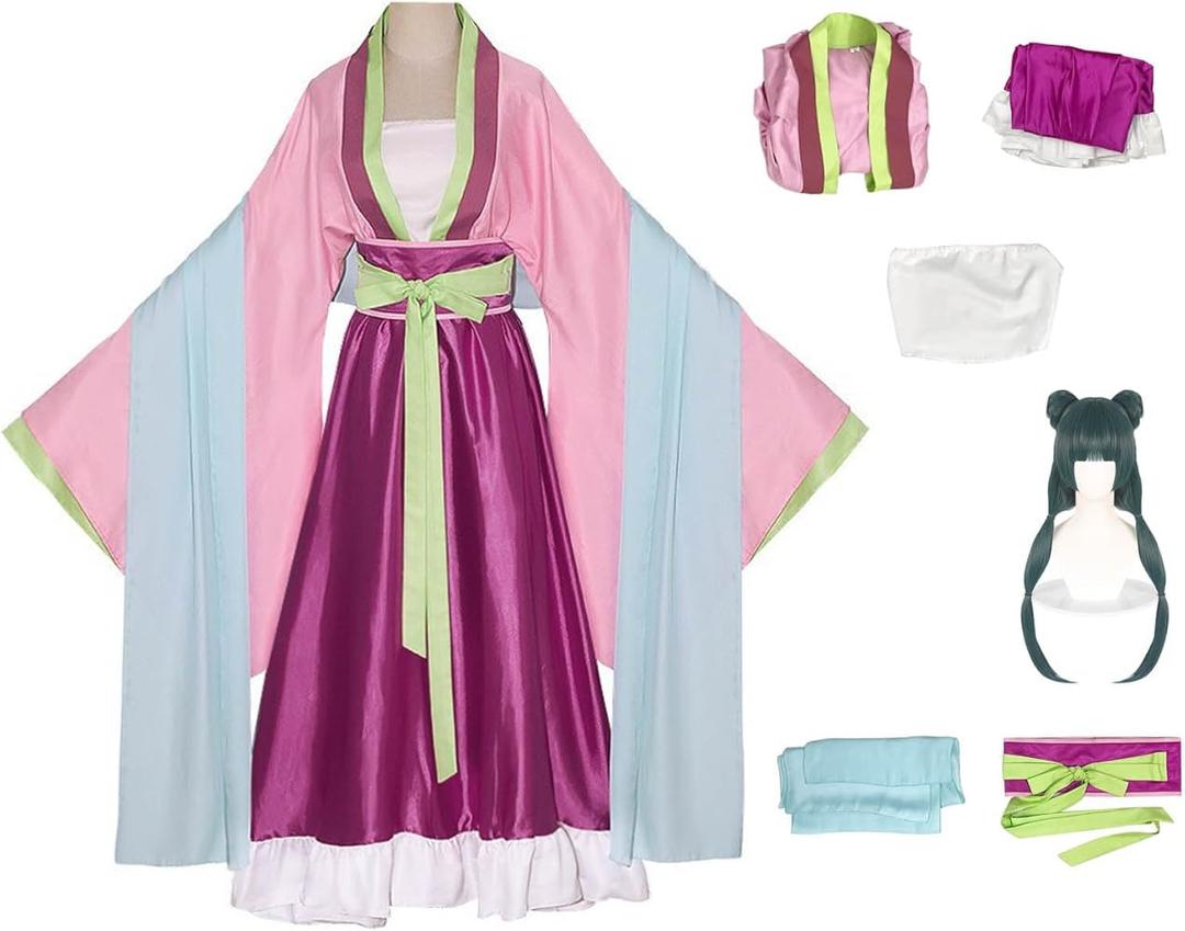 Tokisaki Maomao Cosplay Apothecary Diaries Costume Mao Mao Hanfu Dress Women Ruqun Set Halloween Uniform Outfit(3XL,1MA2O2Pink)