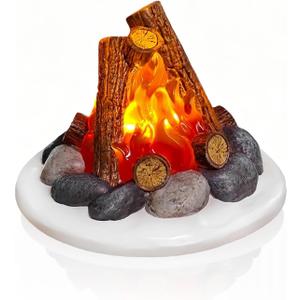 2.4 Inch Christmas Village Accessories Resin Camp Fire Fake Fire Pit Figurine Miniature Campfire for Mini Christmas Scene Micro Landscape