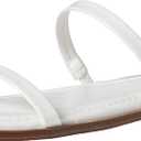 The Drop Women's Paris Square Toe Two Strap Flat Sandal (8.5, White)