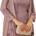 GRACE KARIN Women's Sequin Dress Wedding Guest Dresses Mother of the Bride Dresses Formal Dress Two Piece Dress Knee Length (Coupled Pink) Small