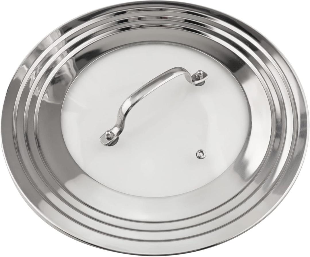 Stainless Steel Universal Lid for Pots, Pans and Skillets-Fits 7" to 12" Replacement Frying Pan Cover and Cast Iron Skillet Lid