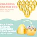 JOYIN 24 Pcs Large Plastic Golden Easter Eggs, 6 Inches Jumbo Eggs Fillable for Easter Themed Hunt Basket Stuffers Fillers Filling Treats Party Favor Classroom Prize Supplies