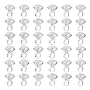 BLUE PANDA 26Pack Plastic Diamond Rings for Bridal Shower Game, Bulk Set for Bachelorette Party Favors (1 x 1.5 In) - Bachelorette Party Accessories - Fake Diamond Ring