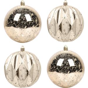 Extra Large Hanging Shatterproof Tree Ball Clear Christmas Ball Ornaments Decorative Mercury Ball with Tree Ornaments Hooks for Xmas Holiday Wedding Decoration (Champagne,4inch/4Pcs) (3.9)