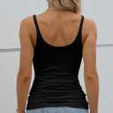GEMBERA Women Spaghetti Strap Scoop Neck Ribbed Tank Tops Slim Fitted Cotton Camisole Basic Sleeveless Layering Shirts (Black, XL)