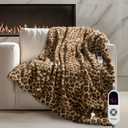 blunique Luxury Faux Fur Heated Blanket Electric Throw - Leopard Print Ultra Soft Thick Warm Heated Blanket, 6 Heating Levels & 12 Hours Auto-Off, ETL Certified, Washable, Luxurious Gifts, 50''x60''