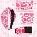 2 x Valentines Day Headband for Women 2Pcs Hotpink Love Headband Knotted Headbands Non Slip Wide Hair Band Valentines Day Hair Accessories for Women Girls Holiday Gift