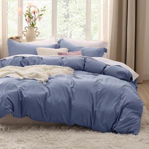 Bedsure Slate Blue Duvet Cover Full Size - 3 Pieces Prewashed Extra Soft Cotton-Like Polyester Bedding Set, Includes 1 Duvet Cover 80x90 Inches with Zipper Closure & 2 Pillow Shams, No Comforter