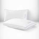 Thomasville 100% Cotton Herringbone Bed Pillow with Supportive Gusset for Side, Back and Stomach Sleepers, Set of 2, Standard/Queen Size Pillows 18"x26" (White)