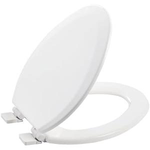 Wood Toilet Seat, Slow Close, High Gloss Finish, Premium Moulded Wood, Quick Release, White, PIKLiDS (Elongated)