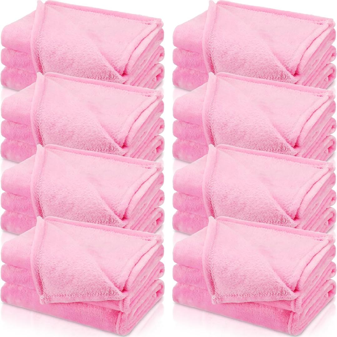 8 Pcs Fleece Sleepover Blankets for Girls Soft Fuzzy Wedding Guest Throw Blanket Bulk Warm Flannel for Spa Slumber Movie Night Wedding(Pink)