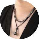 2Pcs Beaded Necklace for Men - Protection Necklace Men Choker Necklaces Obsidian Beads Pendant Jewelry Gifts for Men (Hematite)