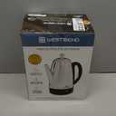 West Bend Electric Percolator Classic Style Coffee Maker with Heat Resistant Handle Base and Detachable Cord with Stainless Steel Stem and Basket, 12-Cup, Silver