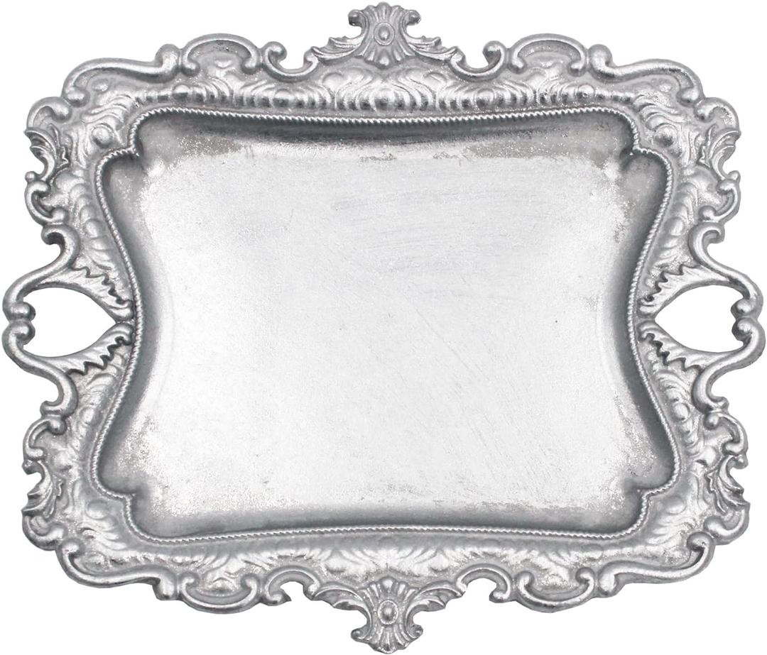 Vintage Small Sliver Ring Dish, Birthday & Wedding Gifts for WomenWedding Ring Tray -Sliver (1 Pack)