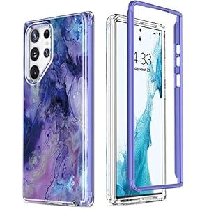 Esdot for Samsung Galaxy S22 Ultra Case, Military Grade Passing 21ft Drop Test, Rugged Cover with Fashion Designs for Women Girls, Protective Phone Case for Galaxy S22 Ultra 6.8" Nice Purple Marble