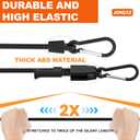 8 Pcs 12 in Bungee Cords with Hooks Adjustable Heavy Duty Black, UV Resistant Shock Strap with Carabiner Style Clips,4 Spare Parts Offered