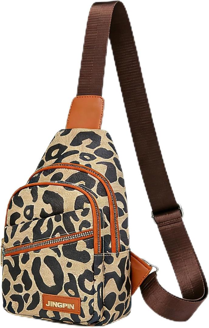Leopard Print Sling Bag for Women | Anti-Theft, Anti-Theft, RFID Protection, Hidden Back Pocket, Travel & Festivals