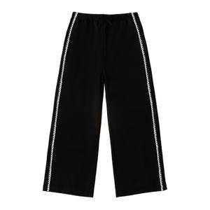 SOBOWO Girls Wide Leg Pants Kids Solid Color Floral Elastic Waist Baggy Casual School Straight Leg Pants Trousers Size 5-6 Years