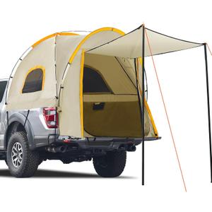 Pickup Truck Tent with Awning Shade,Waterproof PU5000mm Oxford for 5.5-6.3 FT Truck Bed for Camping Travel Outdoor Activities for Chevy Silverado 1500,Ram 1500/Dakota,F150,GMC 1500,Titan,Tundra (Khaki)